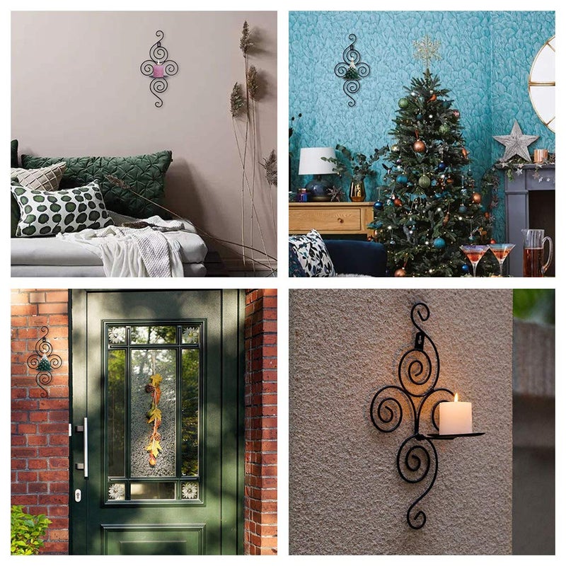 RETON Wall Sconces Candle Holder, Black Iron Candle Sconces Holders Hanging Wall Candle Sconce for Living Room Bedroom Dining Room Home Wall Decoration, Set of 2 - Image 4